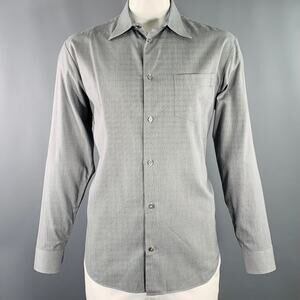 ARMANI COLLEZIONI Size XL Black White Cotton Zig Zag Long Sleeve Shirt